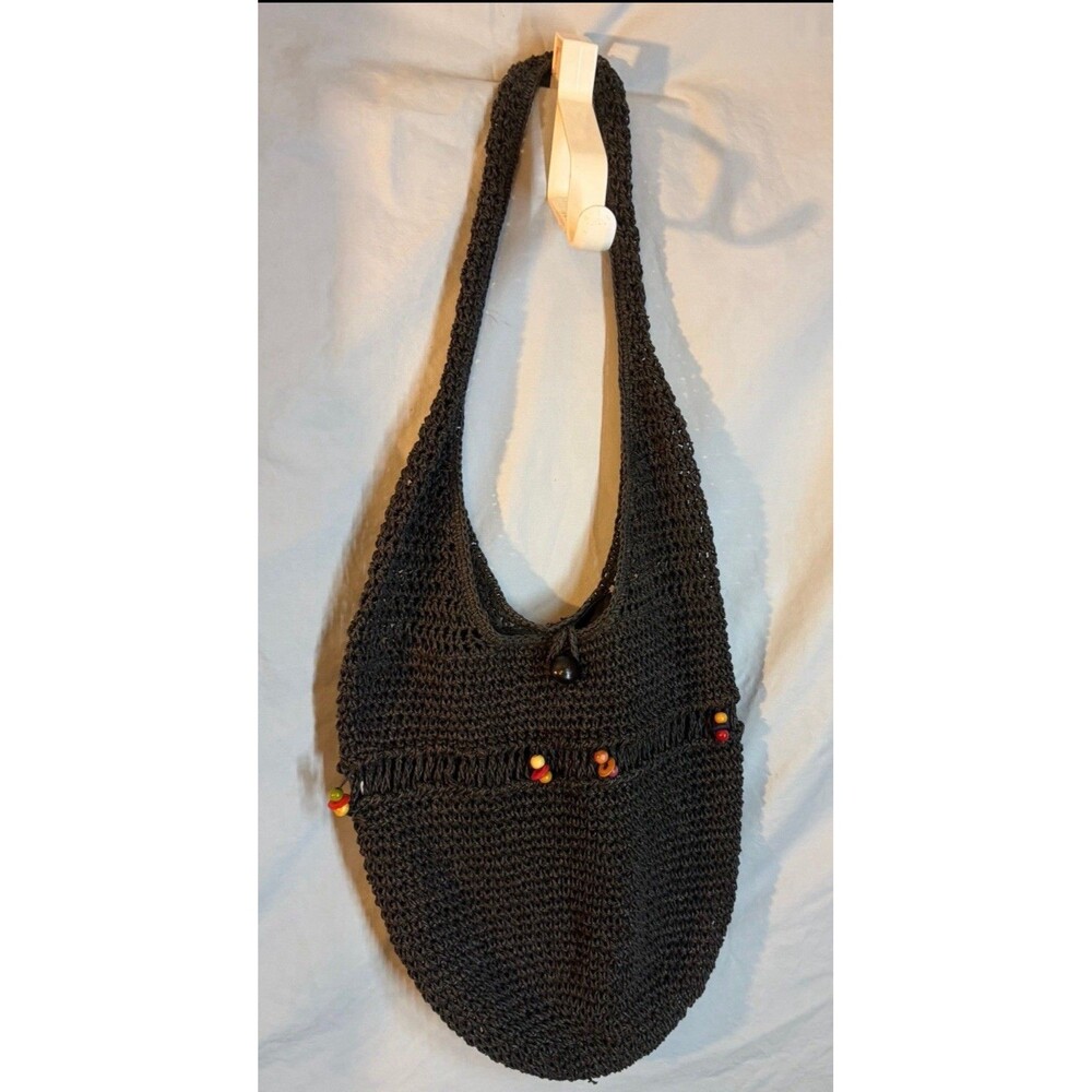 Vintage Waves by Tandem Bags Black Woven Hobo Shoulder Bag